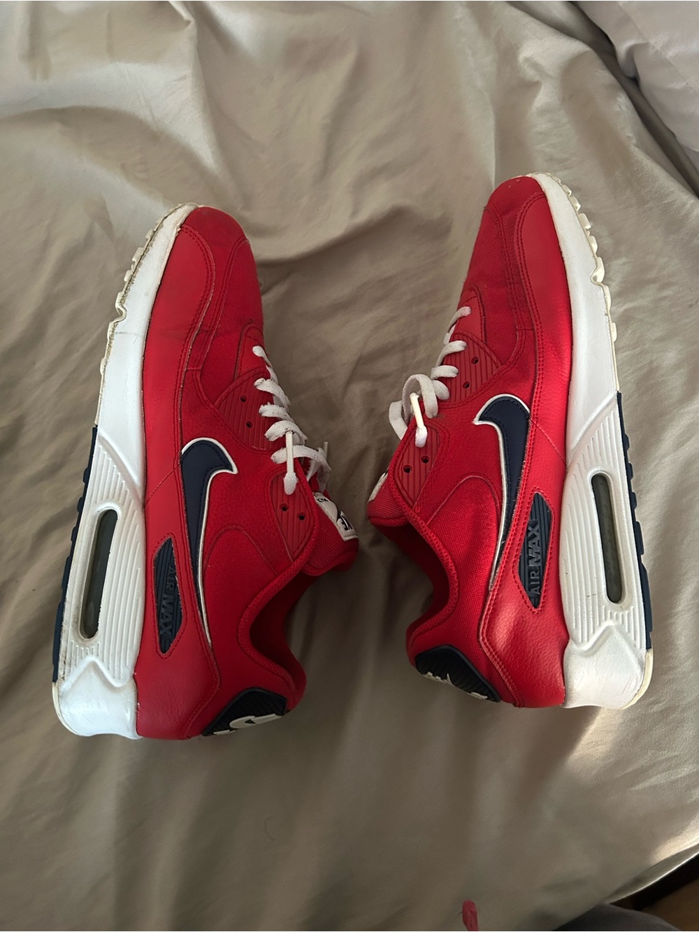 Nike Red Low-Top Air Max Sneakers with White Laces - Picture 3 of 6